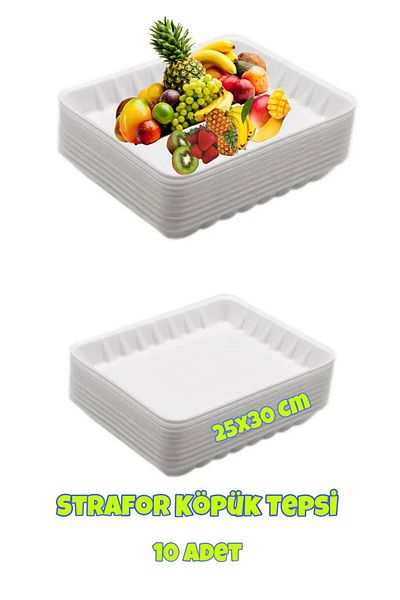 Özkan Ambalaj Temizlik Styrofoam Rectangular Foam Plate / Foam Tray 10 Pieces