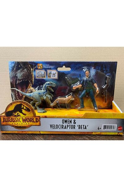 Jurrasic World Jurassic World Owen & Velociraptor Beta Figure Pack - Character and Dinosaur Models HDX46-GWM26