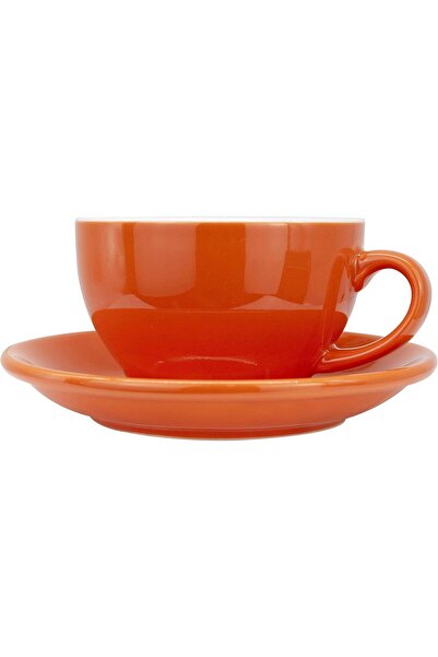 MIBRU Coffee ceramic cup with plate 250ml orange