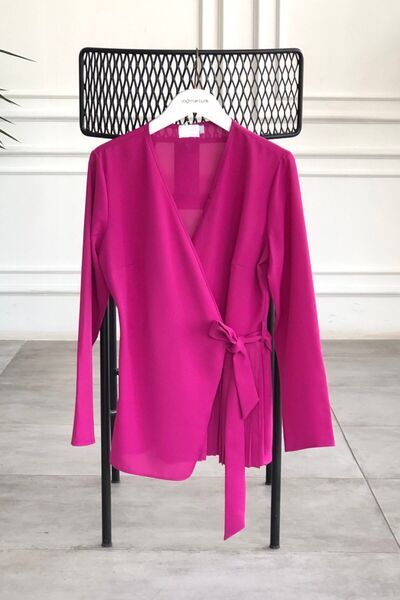 Yağmur Butik Kruvaze Yaka Yandan Bağlama Detaylı Bluz