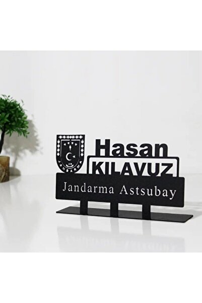 3art Metal Jandarma Astsubay Masaüstü İsimlik - Kişiye Özel Metal Masa İsimli...