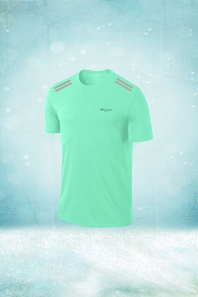 POSEIDON STORM Ανδρικό Water Green Dri-fit ύφασμα Άνετο μπλουζάκι για περπάτημα και τρέξιμο S-3xl