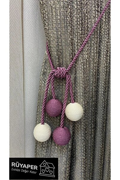 RÜYAPER Fon Perde Bağlama Aparatı 4 Toplu Tavan Braçol 1 Adet KREM MÜRDÜM