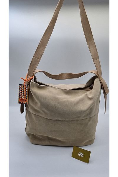 DSN Genuine Leather Beige Double Strap Hand and Shoulder Bag