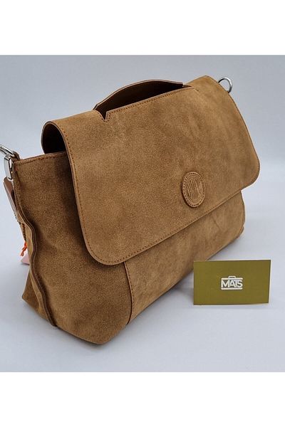 DSN Suede Genuine Leather & Faux Leather Shoulder Bag Tan