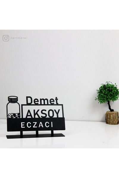 3art Metal Eczacı Masaüstü İsimlik - Metal Masa İsimliği - Hediye Ofis İsimlik