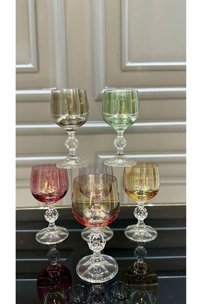 Bohemia Kristal Renkli Kahve Yanı Su Bardağı