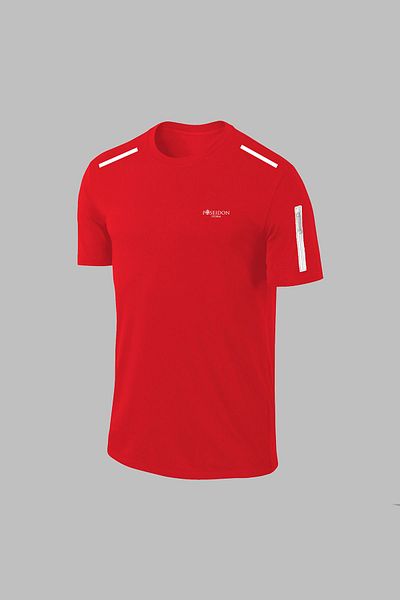 POSEIDON STORM Tricou roșu Dri-Fit Oversize pentru bărbați - Gât rotund, confort elegant (4XL-10XL)