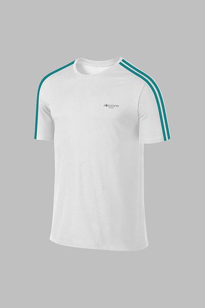 POSEIDON STORM Мъжка бяла тениска Dri-Fit - голям размер, без щампа, удобна (4XL-10XL)
