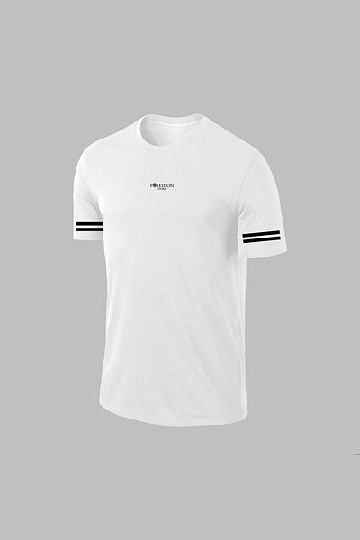 POSEIDON STORM Мъжка тениска Dri-fit, големи размери, бяла - с кръгло деколте, къс ръкав (4XL-10XL)