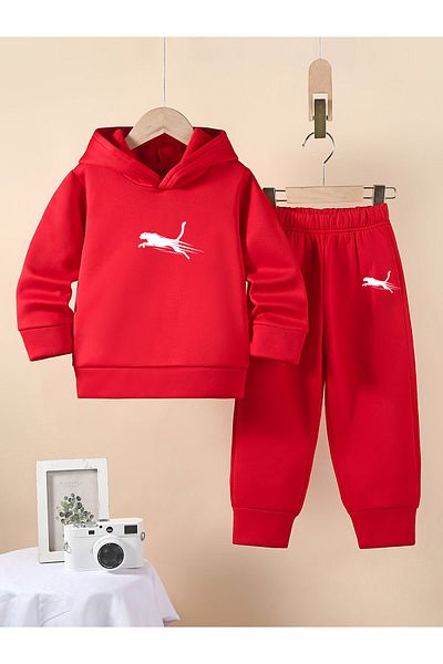 Let's Wear Премиум комплект суичър и анцуг с щампи за момичета и момчета - Спортен комплект от 2 части