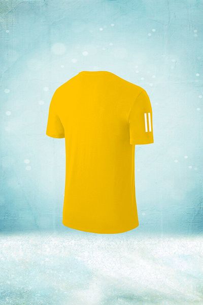 POSEIDON STORM Мъжка жълта тениска с къс ръкав, без принт, Dri-fit, голям размер (4xl-10xl)