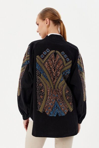 Dadali Черно дънково кимоно