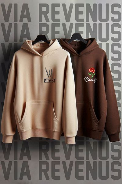 Vordevia Φούτερ Lover Oversize - Όμορφη και Τέρας με στάμπα