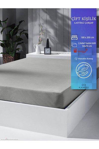 HepsibiGüzel Double Cotton King Size Bed Sheet - 180X200Cm (30cm Depth) | Pillow Case with Gift |