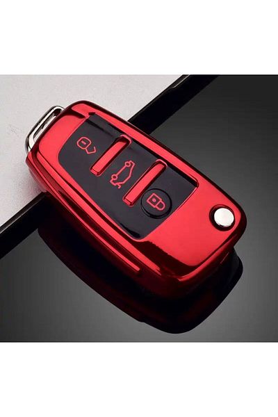 emii auto spare parts Audi A3 8P A4 B7 B8 B5 B9 B6 A1 A5 Q7 Q5 A6 4F C4 Tt Q3 S3 A7 A8 C4 - Red Switchblade Key Case