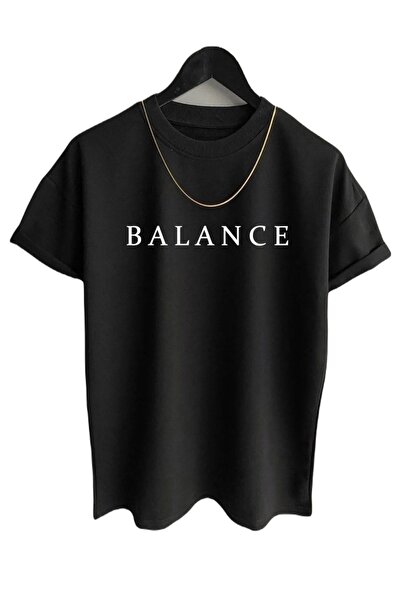 FashionHere Λευκό μπλουζάκι Oversize - Ανδρικό Balance εμπριμέ