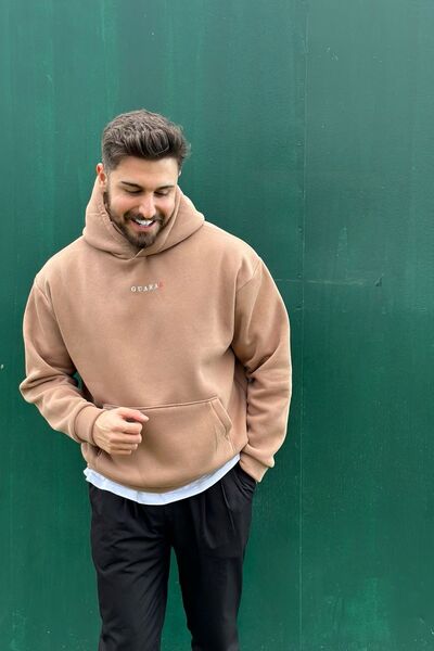GUARAZ Φούτερ με κουκούλα Unisex Milk Brown Oversize Fleece