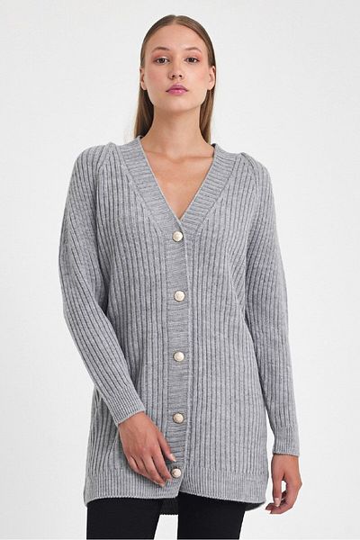 AYASOFYA OTANTIK Gray Knitwear Cardigan - Women'S, Button Closure