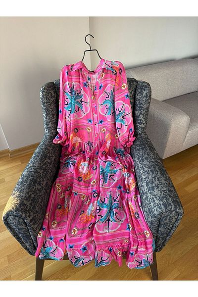 Natavanbutık Long Cotton Jalabiya - Pink Floral Print, Summer Dress