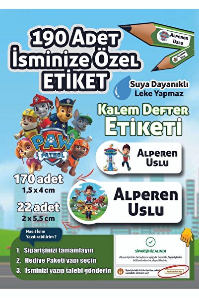Joyygift Paw Patrol, Süper Kahraman Köpek İsim Yazılabilen Kalem Defter, Kita...
