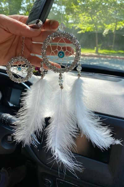 Araç Balkon Aksesuar En Güzeli, El Yapımı Dikiz Ayna Süsü Araba Hediyesi Beya...