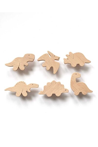 afralya home Çocuk Odası Dinozor Ahşap Çekmece/dolap Kulpu, 6 adet Figürlü Di...