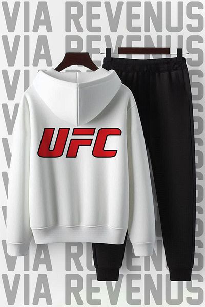 Vordevia Ufc Printed Unisex Soft Hooded Wide Fit Tracksuit Set