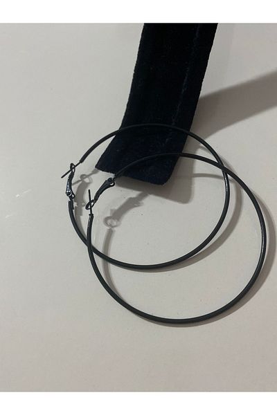 Nilperi takı LARGE SIZE BLACK COLOR HOOP EARRINGS STEEL EARRINGS STAINLESS STEEL