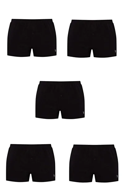 U.S. Polo Assn. Men's 100% Cotton 5-Piece Black Wide Leg Shorts Boxer