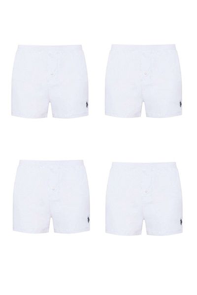 U.S. Polo Assn. Ανδρικό 100% βαμβακερό σορτς μπόξερ 4 τεμαχίων λευκό φαρδύ πόδι