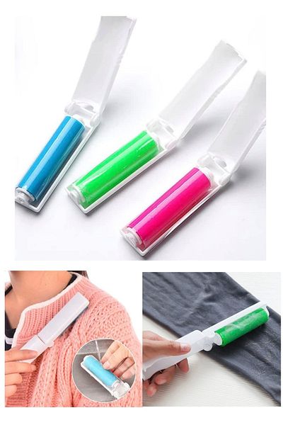 SARFEX 3 Pieces Travel Type Feather Dust Lint Collecting Roll - with Protection Cover, 10 cm