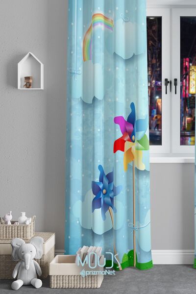 Moud's Штора з візерунком «Вітряк» із замші — дитяча та дитяча кімната, екстр...