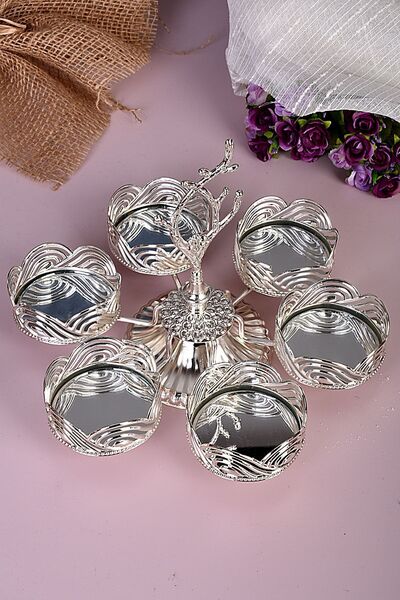 AVMSTORE 6 gözlü lüx gümüş sunumluk en havalı ikramlık