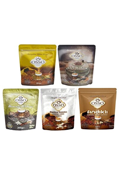 OSSO KAHVE OSSO 5'li Set Osmanlı Kahvesi + Dibek Kahve + Menengiç Kahve+Damla Sakızlı Dibek + Fındıklı Osmanlı