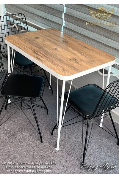 BY HAKAN AŞKIN Beyaz Metal Ayaklı 60x90 Cm KALINLIKLI (TEK MASA) Eclipse Mutf...