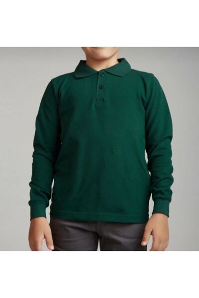 Ümiteks world of clothes Školní tričko Nefti Green Polo Collar s dlouhým rukávem