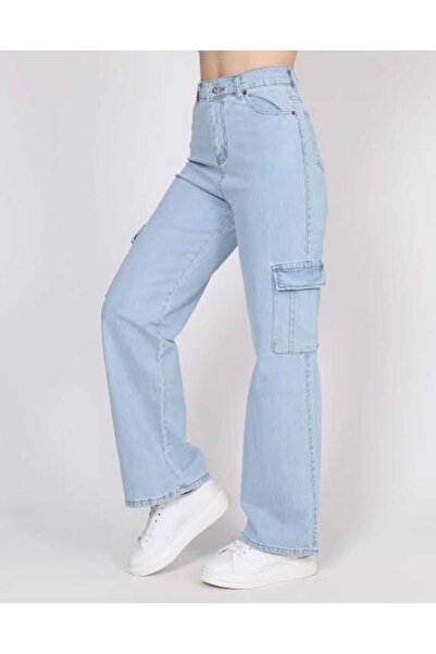 Mola Moda Ψηλόμεσο γυναικείο παντελόνι Palazzo - Φαρδύ πόδι με τσέπες Cargo