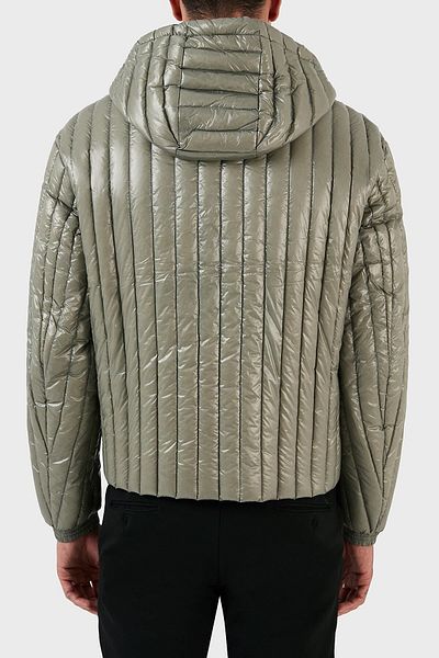 Emporio Armani Men's Hooded Collar Brand Detailed Zippered Inflatable Green2 Coat 6R1B79 1NKZZ-0606