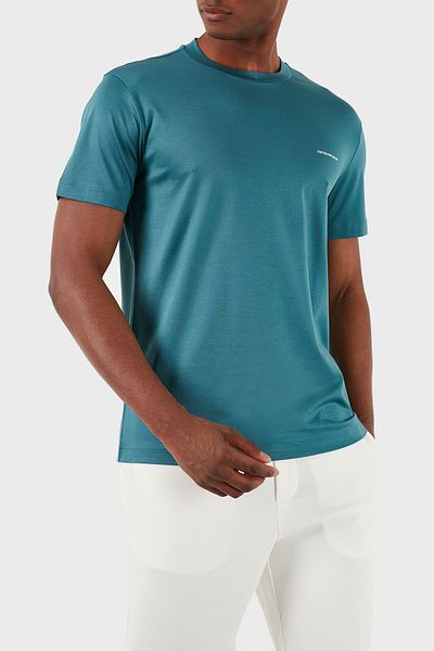 Emporio Armani Cu logo Tricou cu decolteu rotund din amestec de bumbac, cu croiala normală, Tricou pentru bărbați 8N1TD8 1JUVZ 0