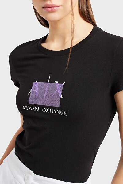 Armani Exchange Tricou slim din bumbac cu decolteu