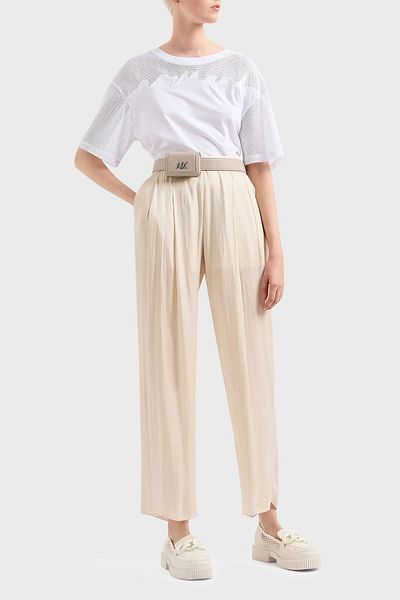 Armani Exchange Pleated Relaxed Fit High Waist Trousers PANT 3DYP19 YNUUZ 1787
