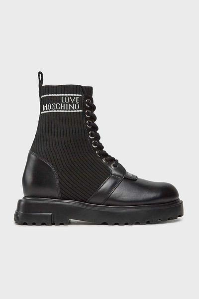 Love Moschino Genuine Leather Boots with Logo JA24324G0HIY600A
