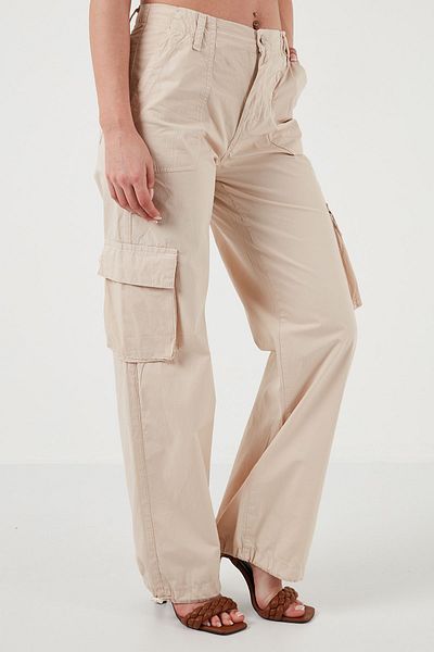 Lela Cotton High Waist Wide Leg Cargo Pants PANTS 668YP50022S4
