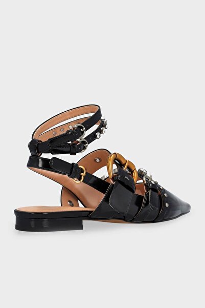 PİNKO Pinko Jewelled Open Back Pointed Toe Leather Shoes SD0025P006Z99