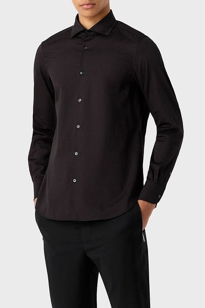 Emporio Armani 100% Cotton Jacquard Patterned Regular Fit Shirt Men's SHIRT 6R1C86 1NVYZ F087