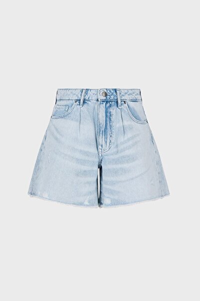 Armani Exchange Organic Cotton Ripped Detailed High Waist Denim Short SHORT 3RYJ73 Y1NRZ 1500