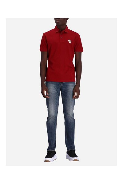 Emporio Armani Tricou pentru bărbați din țesătură țesătă cu logo-ul mărcii, roșu, cu gât polo 3D1FE6 1JTKZ-03B7