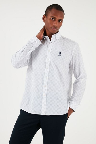 U.S. Polo Assn. ΒΑΣΗ. Πόλο βαμβακερό πουκάμισο με κανονική εφαρμογή με κουμπιά πέτο ανδρικό πουκάμισο G081GL 0041831122