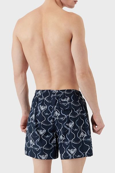 Emporio Armani Σορτς μαγιό με στάμπα με κορδόνι στη μέση Κοντό ανδρικό μαγιό 211740   3r444 18736